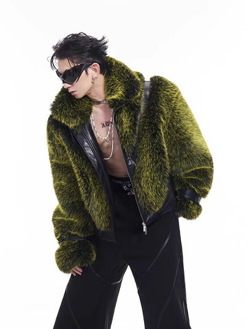 Thick Patchwork Fuax Fur Coat